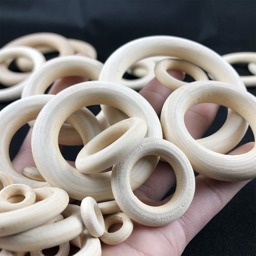 Wood Ring Blank - 100-12mm Solid Natural Wood Teething Ring