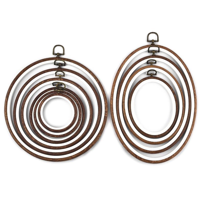 Round Oval Wooden Color Embroi - Wood Ring Blank ulasan dan harga