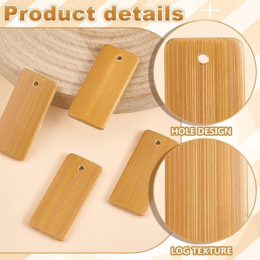 50pcs Wooden Tags Key Ring Bla - Wood Ring Blank ulasan dan harga