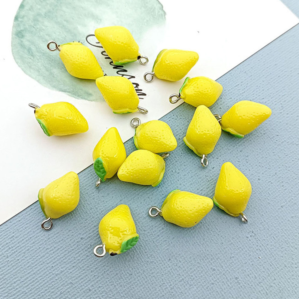 20Pcs Resin Lemon Charms Fruit - Crafting Resin ulasan dan harga
