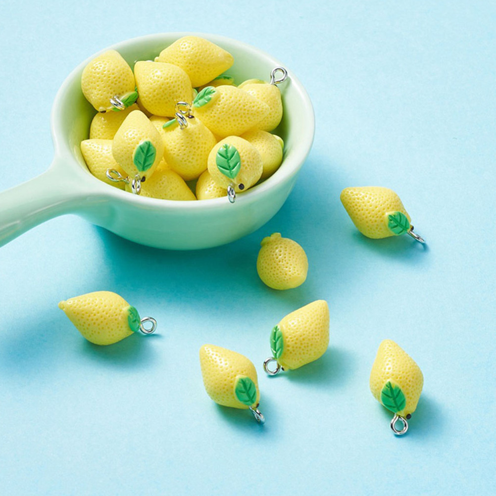 20Pcs Resin Lemon Charms Fruit - Crafting Resin ulasan dan harga