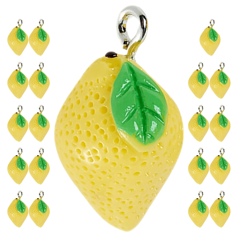 20Pcs Resin Lemon Charms Fruit - Crafting Resin ulasan dan harga